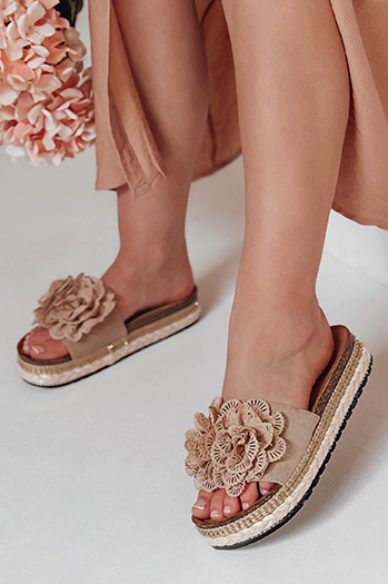 Damen florale Flip-Flops KWIATARIS khaki Dstreet ZY0910