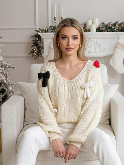 Damen Einheitsgröße Pullover PUREBOW beige Dstreet MY2363z