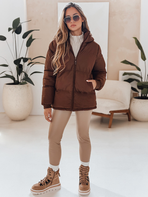 MISSFROST Damen Steppjacke mit Kapuze braun Dstreet TY4959