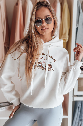 Damen Sweatshirt mit Kapuze in Übergröße SPECIAL KITTY weiß Dstreet BY1512
