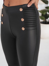 Damen Öko-Leder-Leggings mit Knöpfen schwarz Dstreet UY2726