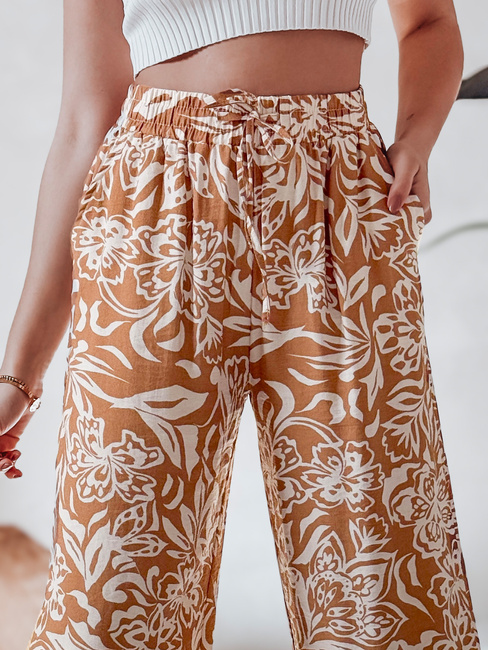 Damen Stoffhose mit weitem Bein TROPICAL SUN camel Dstreet UY2633