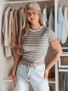 Damen Basic gestreiftes T-Shirt LINESS grau Dstreet RY2821