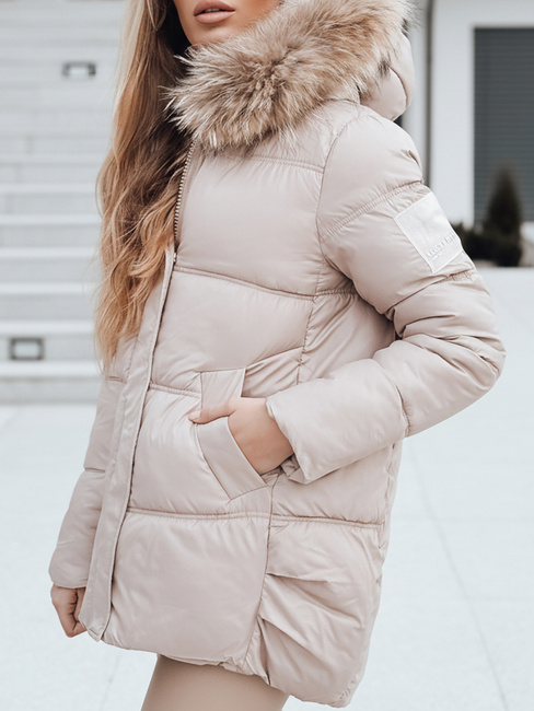 Damen Stepp-Winterjacke mit Kapuze beige Dstreet TY5506