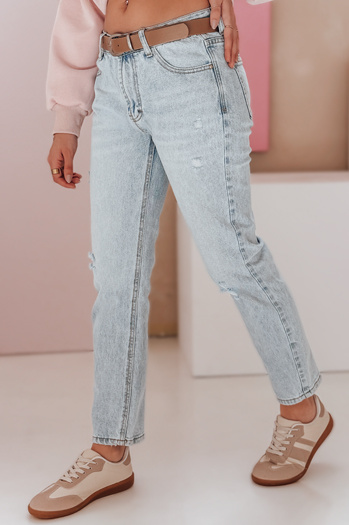 Damen Denim Slim Fit Hose mit Gürtel SLIMLEN blau Dstreet UY2349