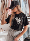 Damen-T-Shirt in Übergröße mit 3D PETALOVE-Effekt schwarz Dstreet RY2717