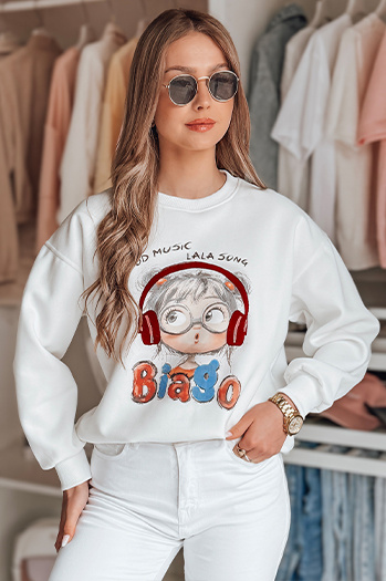 Damen Sweatshirt in Übergröße bedruckt LALA VIBE weiß Dstreet BY1504
