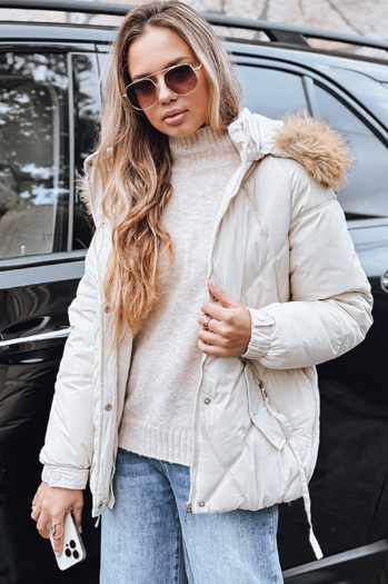 Damen Winter Steppjacke mit Kapuze weiß Dstreet TY5236