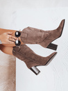 Damen Wildleder Cowboy Stiefel braun Dstreet ZY1194
