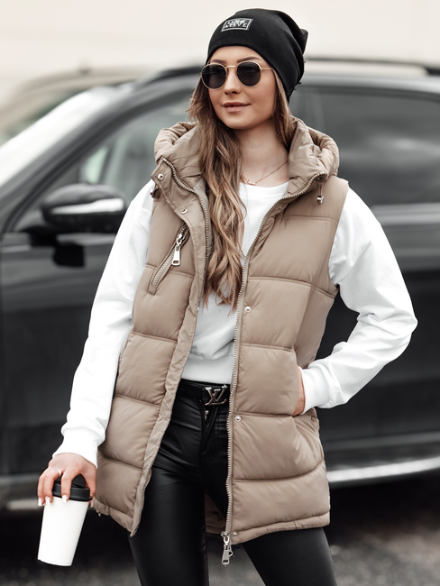 Damen Steppweste mit Kapuze VESTICA beige Dstreet TY4780