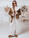 Damen LEVERINO Wildlederjacke mit Schafsfell camel Dstreet TY4733