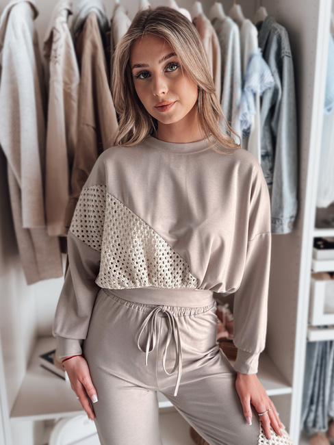 Damen Sweatshirt in Übergröße ELEGRA mocha Dstreet RY2796