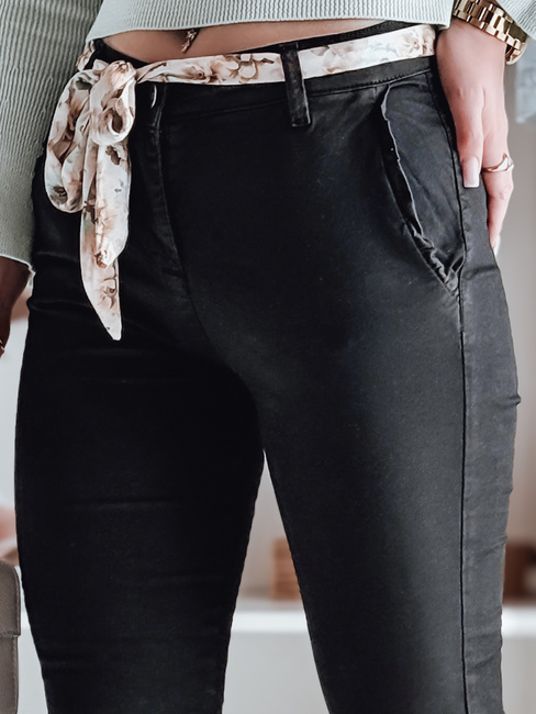 Damen Stoff Chinos mit Gürtel ROSSALI schwarz Dstreet UY2295