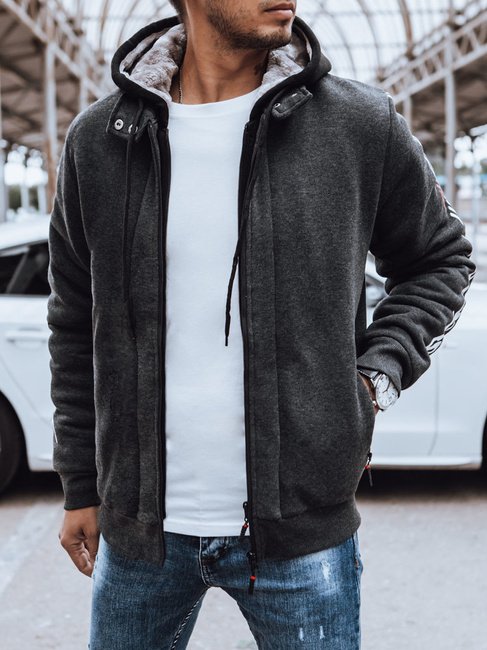 Herren Sweatshirt mit Aufdruck Farbe Dunkelgrau DSTREET BX5632