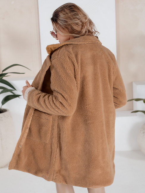 Damen Teddyfell Camel Wintermantel Dstreet NY0758