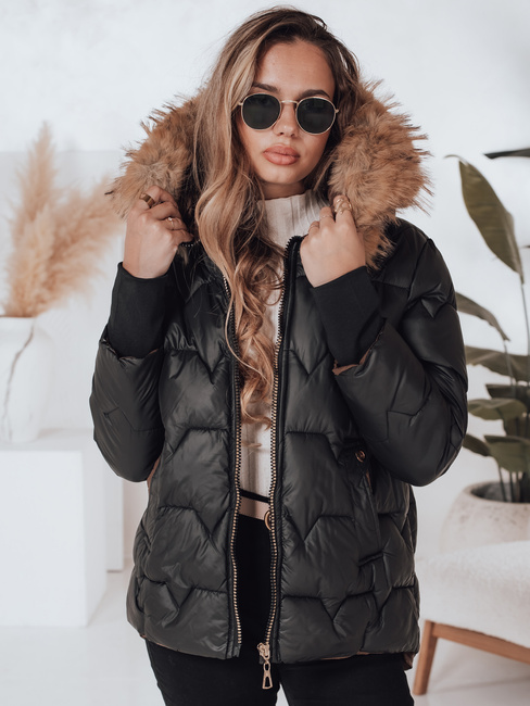 Damen Winterjacke SNOWMISS gesteppt schwarz mit Kapuze Dstreet TY4999