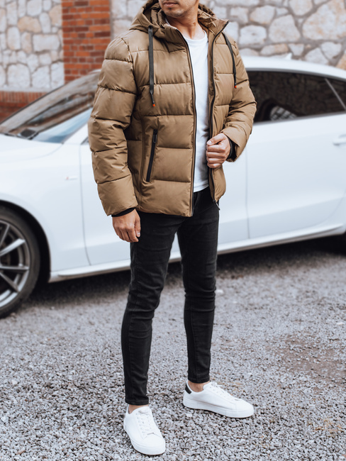 Herren Steppwinterjacke mit Kapuze camel Dstreet TX5067
