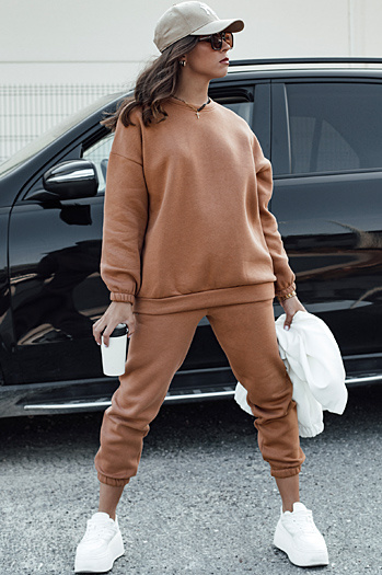 Damen Trainingsanzug Set ARIELLA PREMIUM mokka Dstreet AY1097