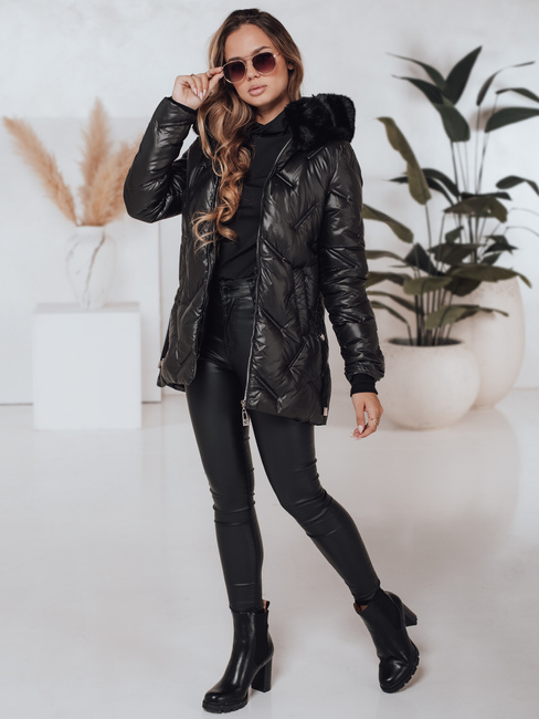 Damen Winterjacke LOVEINSIDE gesteppt mit Fell schwarz Dstreet TY5049