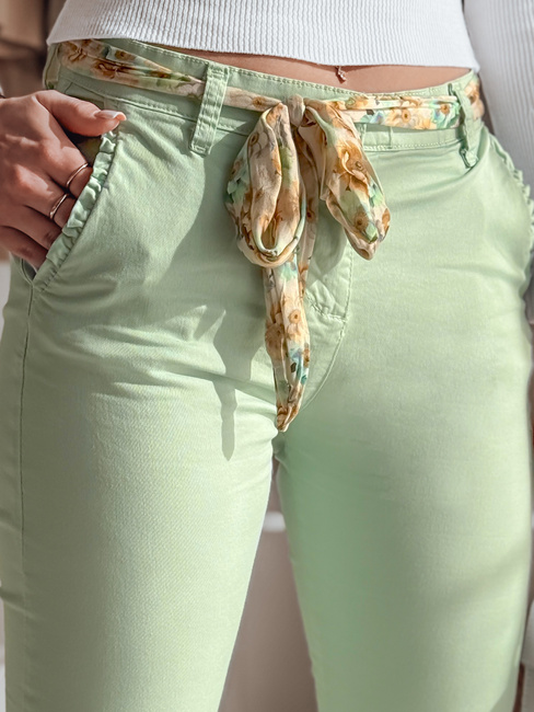 Damen Stoff Chinos mit Gürtel ROSSALI mint Dstreet UY2531