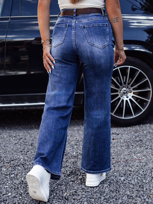 Damen RETROFIT Baggy Jeans Hose mit Gürtel Set in blau Dstreet UY2233