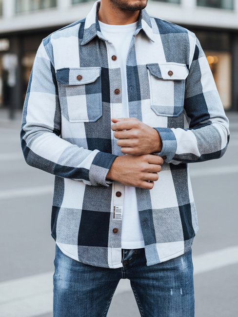 Blau kariertes Flanellhemd für Männer Dstreet DX2676