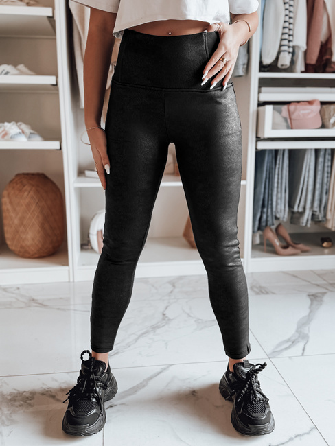 Gewachste Damen Leggings mit hoher Taille NIVANA schwarz Dstreet UY2295