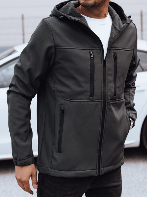 Herren Softshell-Übergangsjacke mit Kapuze dunkelgrau Dstreet TX4817