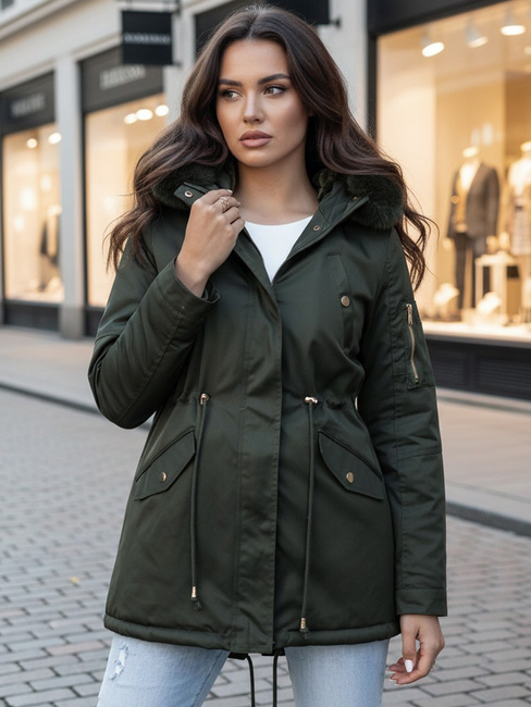 Damen Winter Parka Jacke mit Fell ERISS grün Dstreet TY4534z