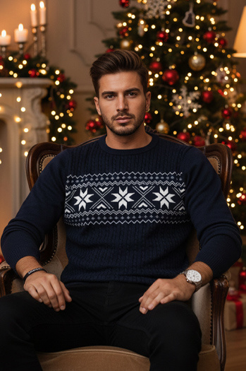 Marineblauer Herren-Pullover Dstreet WX2277z