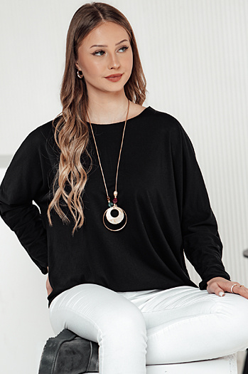 LOOSEFEMME Damen Oversize Bluse mit Anhänger mit schwarzer Dstreet RY2705