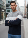 Herren Pullover mit Rundhalsausschnitt grau navy blau Dstreet WX2320