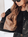 Damen Winter Lederjacke mit Kunstpelz schwarz Dstreet TY5210