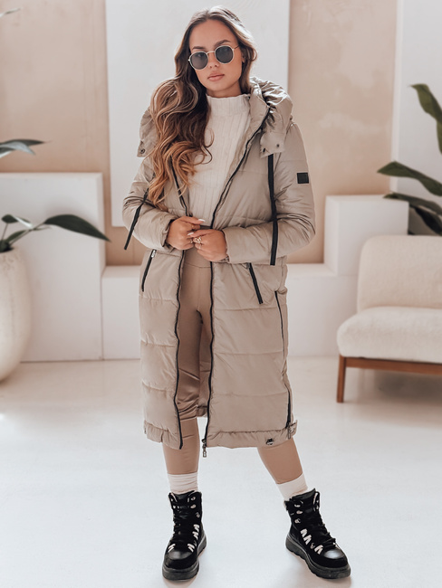 Damen Übergangsjacke ORVITA gesteppt mit Kapuze beige Dstreet TY5026
