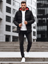 Herren Steppwinterjacke mit Kapuze schwarz Dstreet TX4894