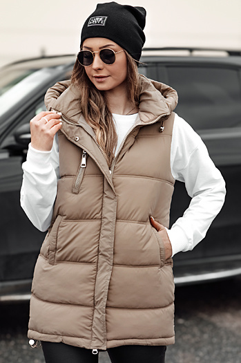 Damen Steppweste mit Kapuze VESTICA beige Dstreet TY4780