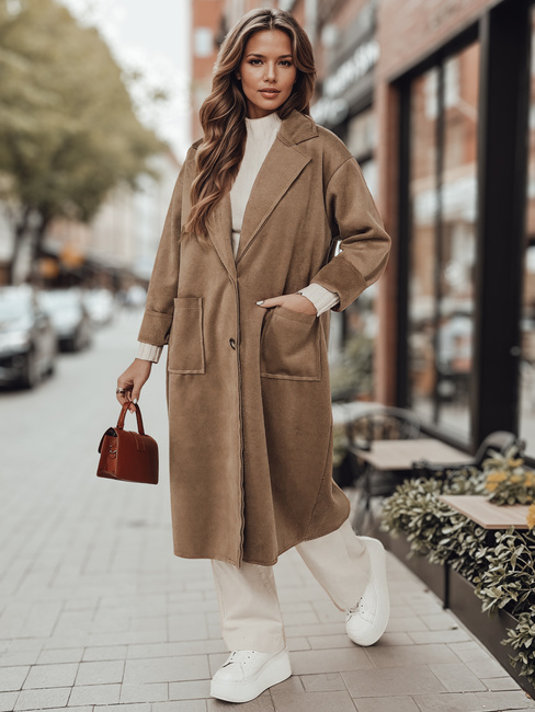 Damenmantel in Übergröße AVELINNI lang beige Dstreet NY0694