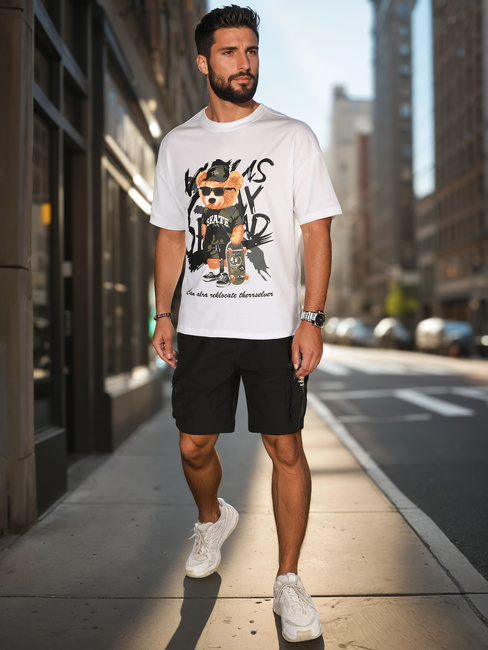 Bedrucktes Herren-T-Shirt weiß Dstreet RX5647