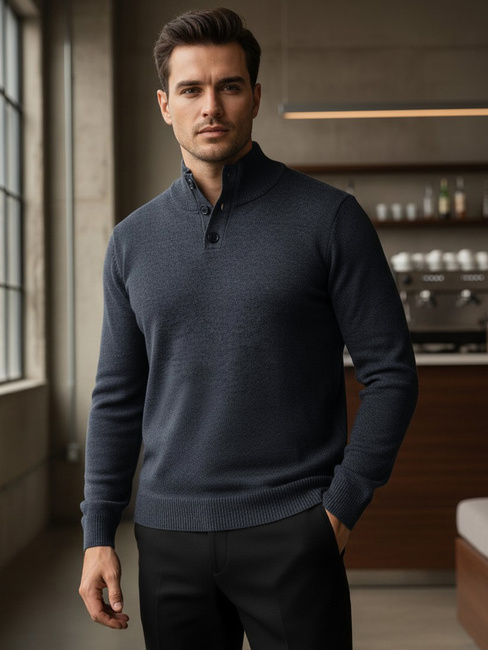 Herren Pullover mit Stehkragen navy blau Dstreet WX2357