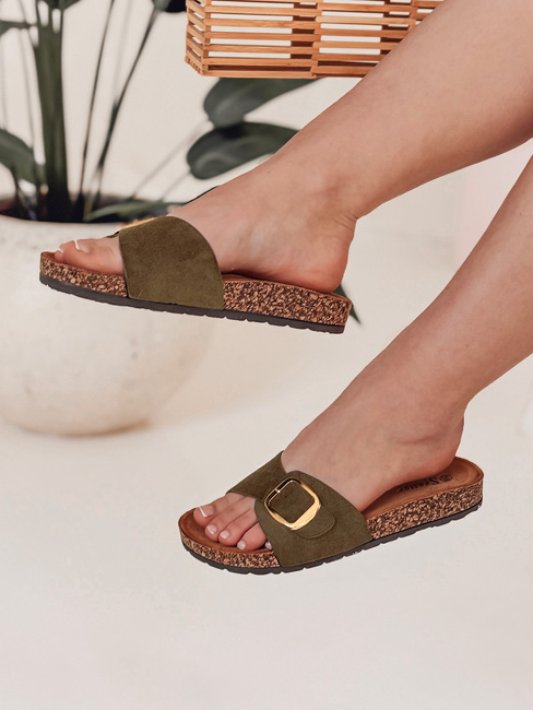 Damen Kork-Flip-Flops KORKISTI grün Dstreet ZY0913