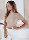 Kurzärmeliger gerippter Damenpullover GIRLGLORY beige Dstreet MY2553