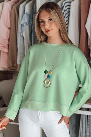 Oversize-Bluse für Damen in Buttercreme mit mintfarbenem NUBISS-Anhänger Dstreet RY2801