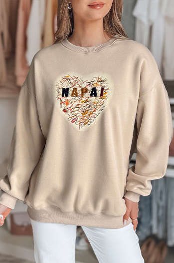 Damen Sweatshirt in Übergröße mit Herz SERDUCHOVA beige Dstreet BY1442