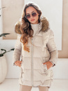 Damen Winterjacke NORINA gesteppt mit Fell beige Dstreet TY5058