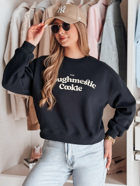 Damen Sweatshirt in Übergröße mit COOKIES Druck navy blau Dstreet BY1447