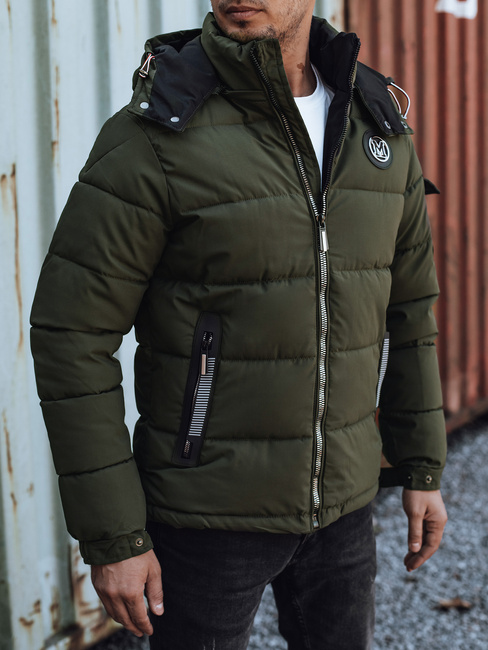 Herren Steppwinterjacke mit Kapuze grün Dstreet TX4949