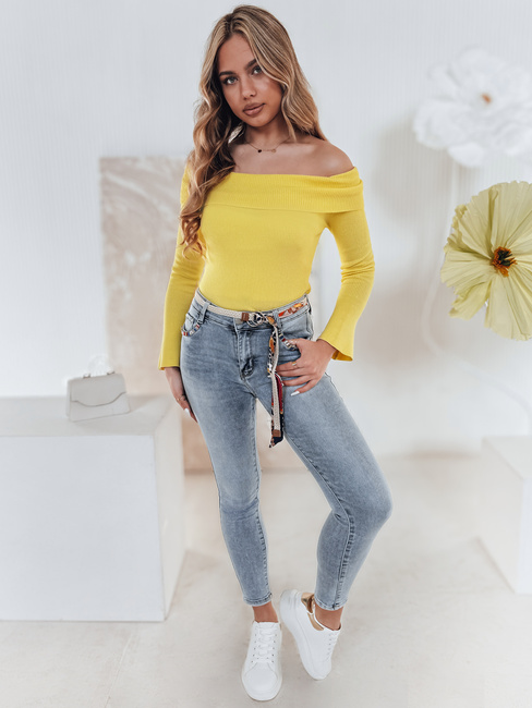 Damen Skinny Jeans TRENDIFIX Hose mit Gürtel blau Dstreet UY2481