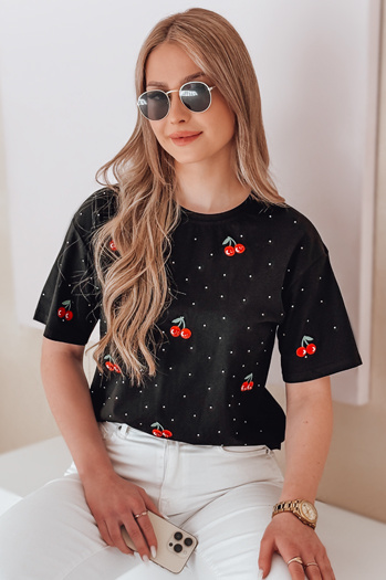 Damen Kirsche FRUTTIKA T-shirt schwarz Dstreet RY2891