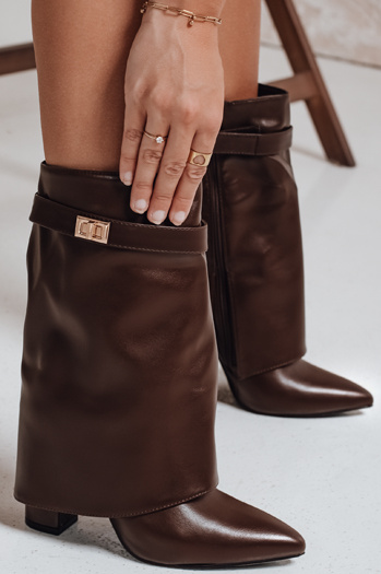 Damen Stöckelschuhe mit breitem Schaft braun Dstreet ZY1117