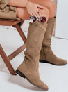 Damen Wildleder Stiefel mit niedrigem Absatz beige Dstreet ZY1088